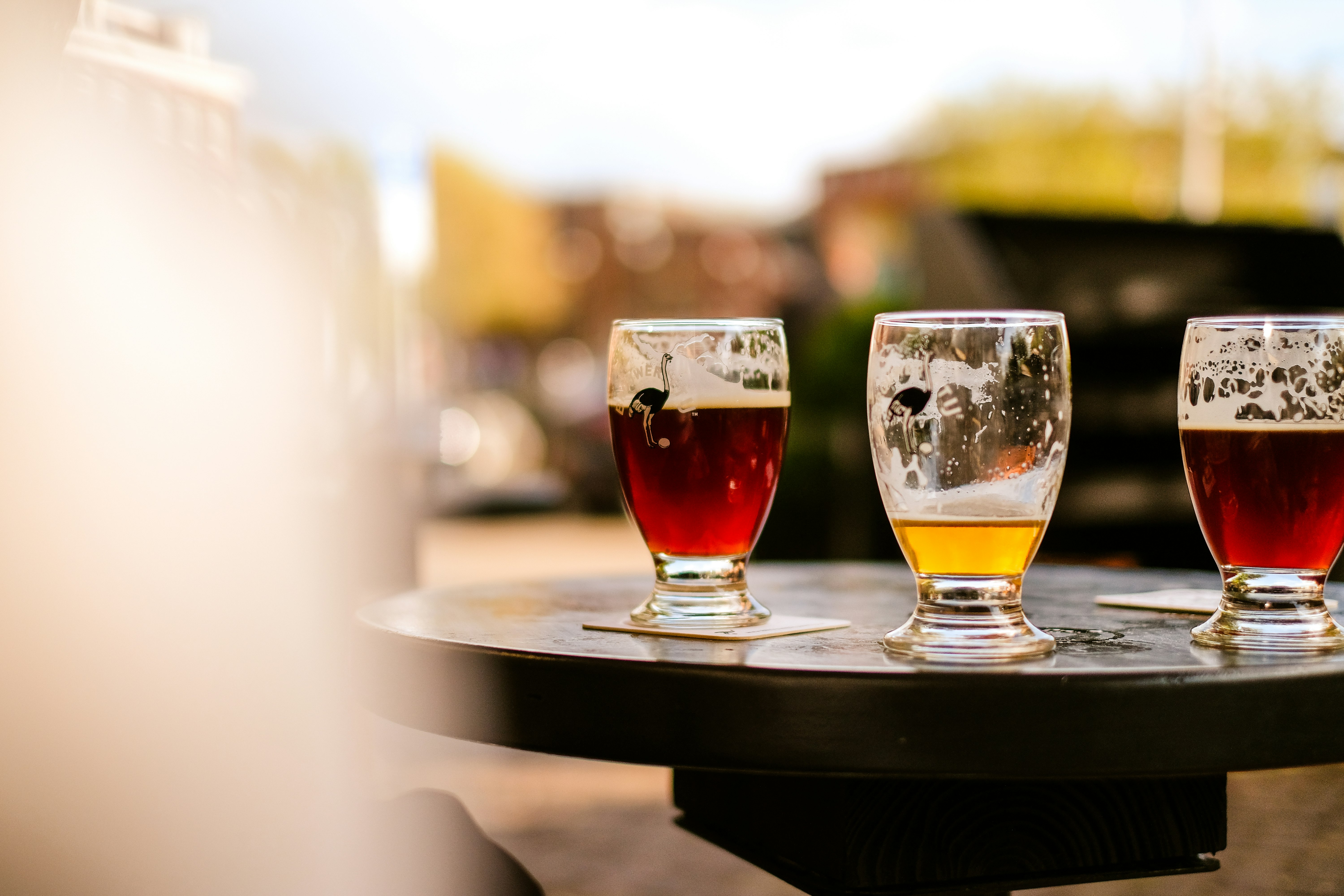 three clear drinking glasses